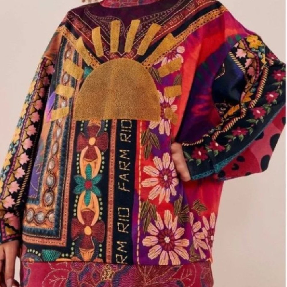 NWOT Farm Rio Mixed Scarves Sweater